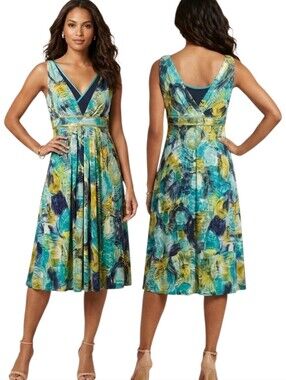 CYNTHIA STEFFE Tropical Print Fit & Flare Knee-length Dress - Size M